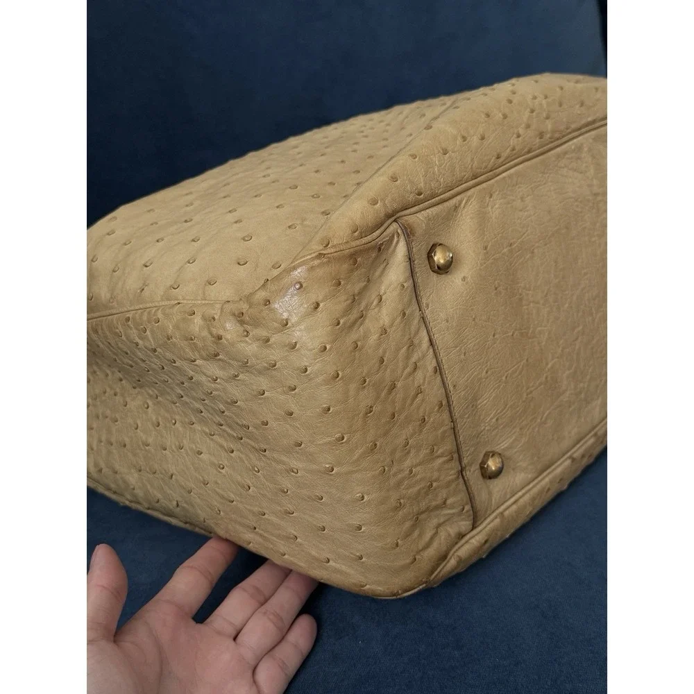 Yves Saint Laurent Roady Yellow ostrich Leather Slouchy Hobo bag